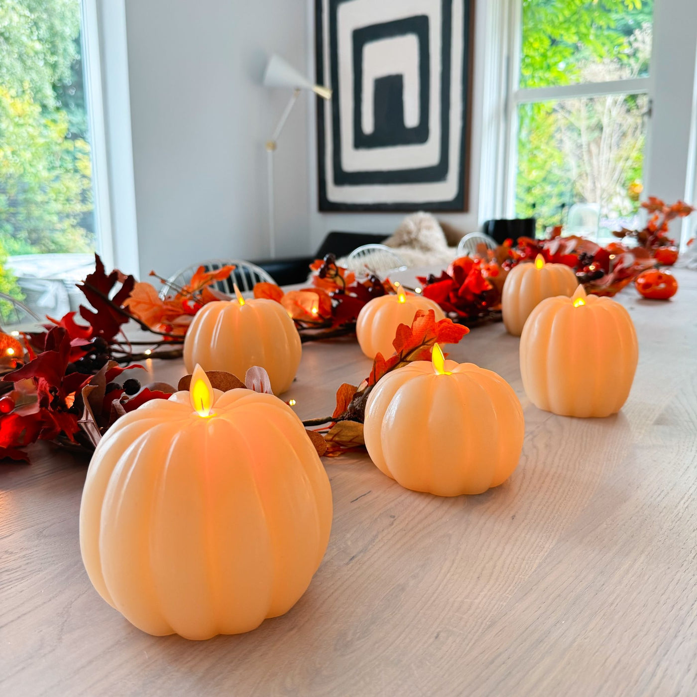 x6 LED Flickering Wax Pumpkin Lights