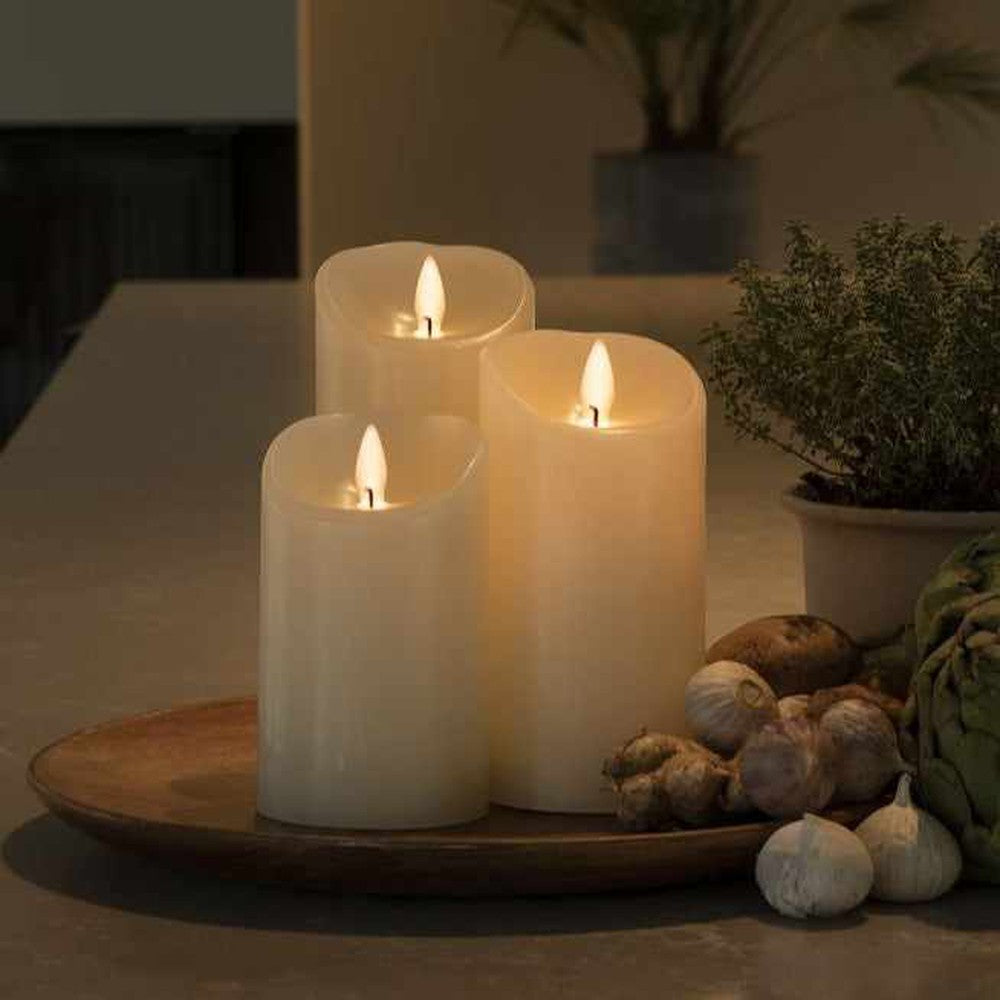 x3 Deluxe Wax Candles Ivory White