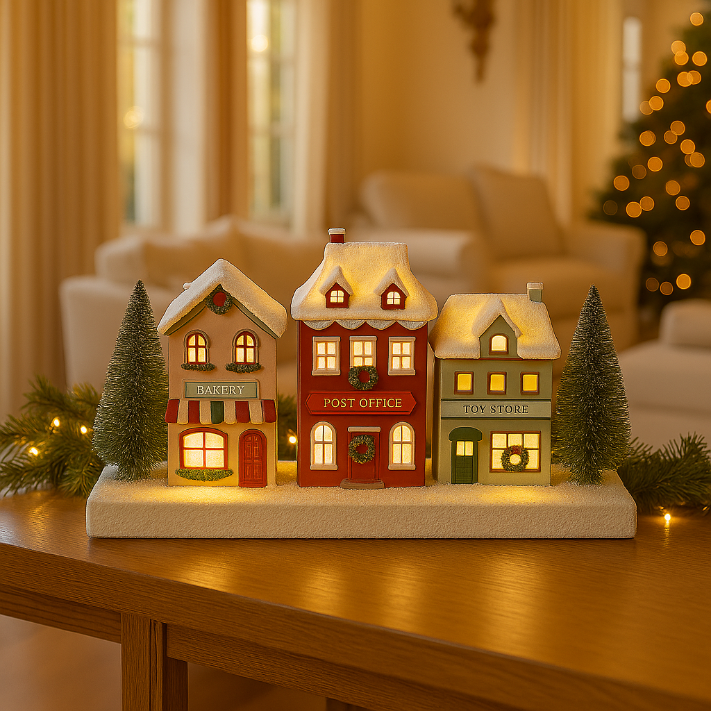 Light Up Christmas Village Scene