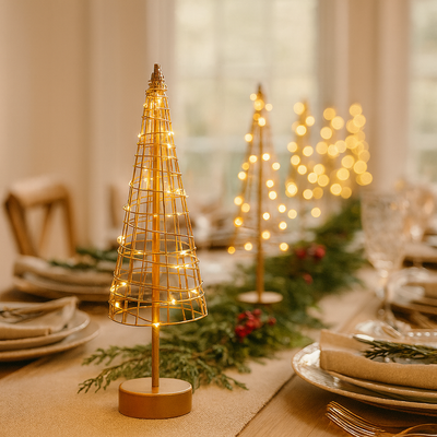 x3 Table Tree Lights Gold