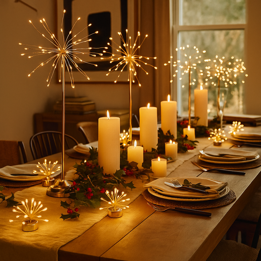 x12 Large Starburst Table Lamps Silver