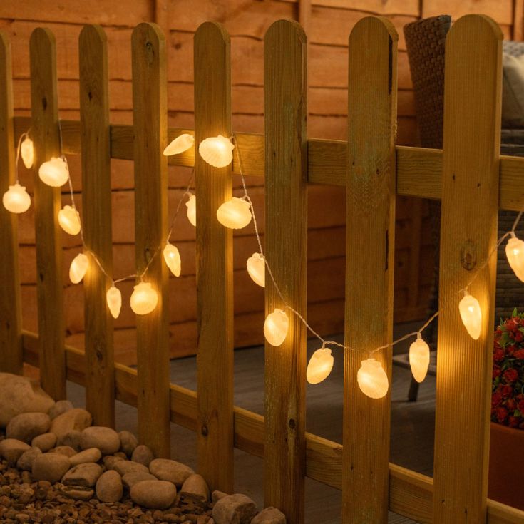 x3 White Seashell LED Solar Garland Lights