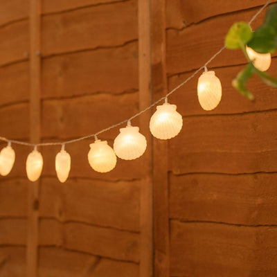x3 White Seashell LED Solar Garland Lights