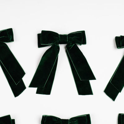 x24 Velvet Bow Clip Green