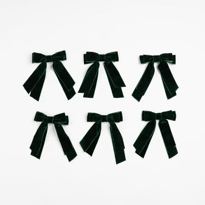 x24 Velvet Bow Clip Green