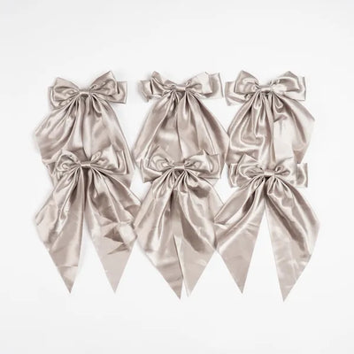 x24 Satin Bow Clip Silver