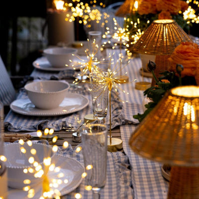 2x Rattan Rechargeable Table Lamps