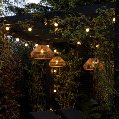 3x Rattan Solar Pendant Lights