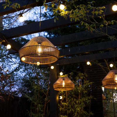 3x Rattan Solar Pendant Lights