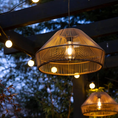 3x Rattan Solar Pendant Lights
