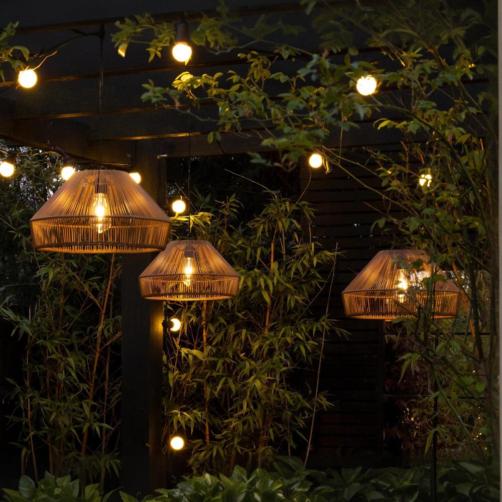 3x Rattan Solar Pendant Lights