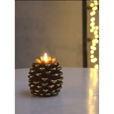 X3 Pinecone Candle Gold