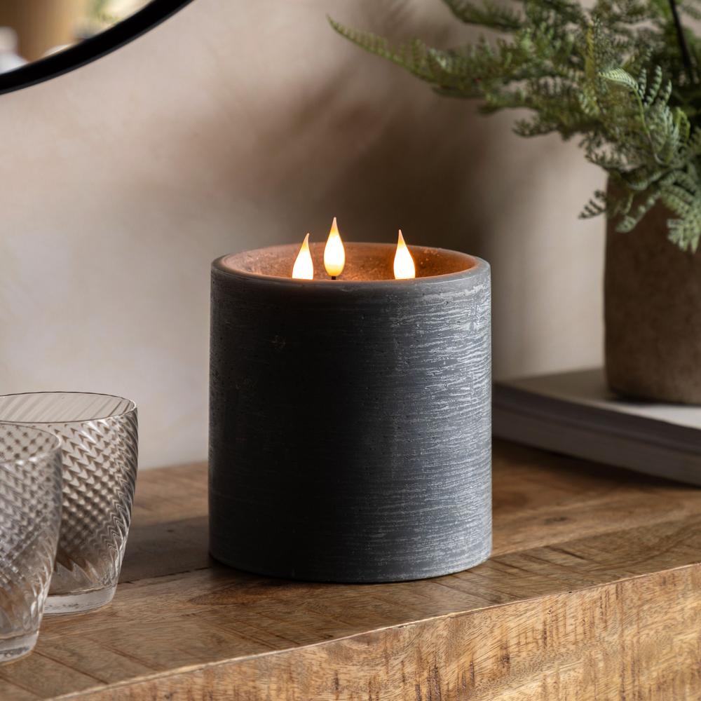3 Wick LED Candle Grey