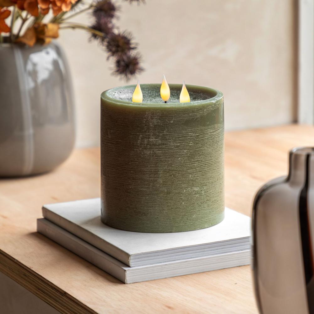 3 Wick LED Candle Olive