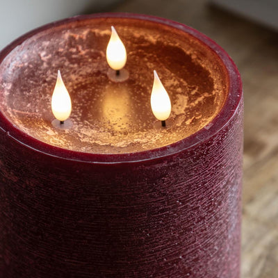 3 Wick LED Candle Oxblood