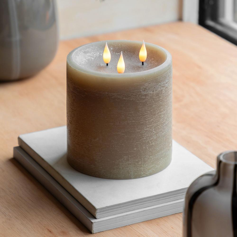 3 Wick LED Candle Warm Grey
