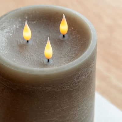 3 Wick LED Candle Warm Grey