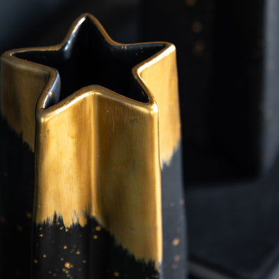 x2 Shooting Star Vases Black Gold