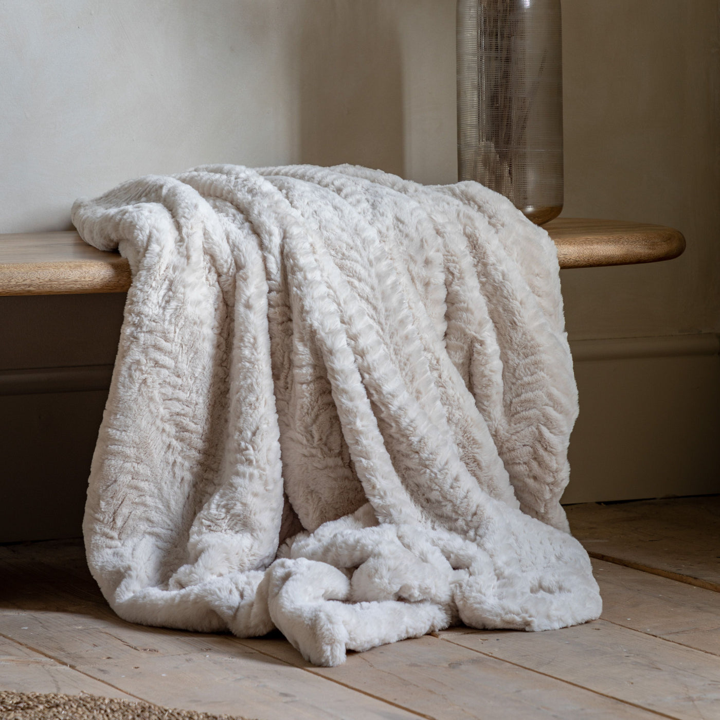 Chevron Brushed Rabbit Fur Throw