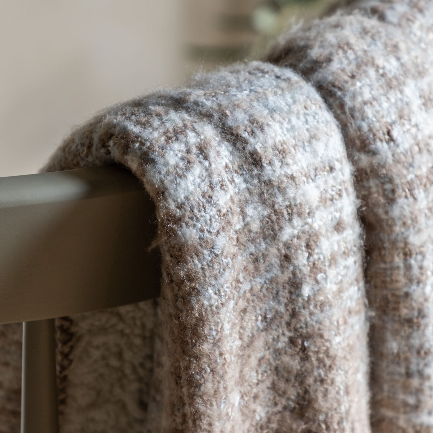 Woven Natural Faux Mohair Sherpa Throw