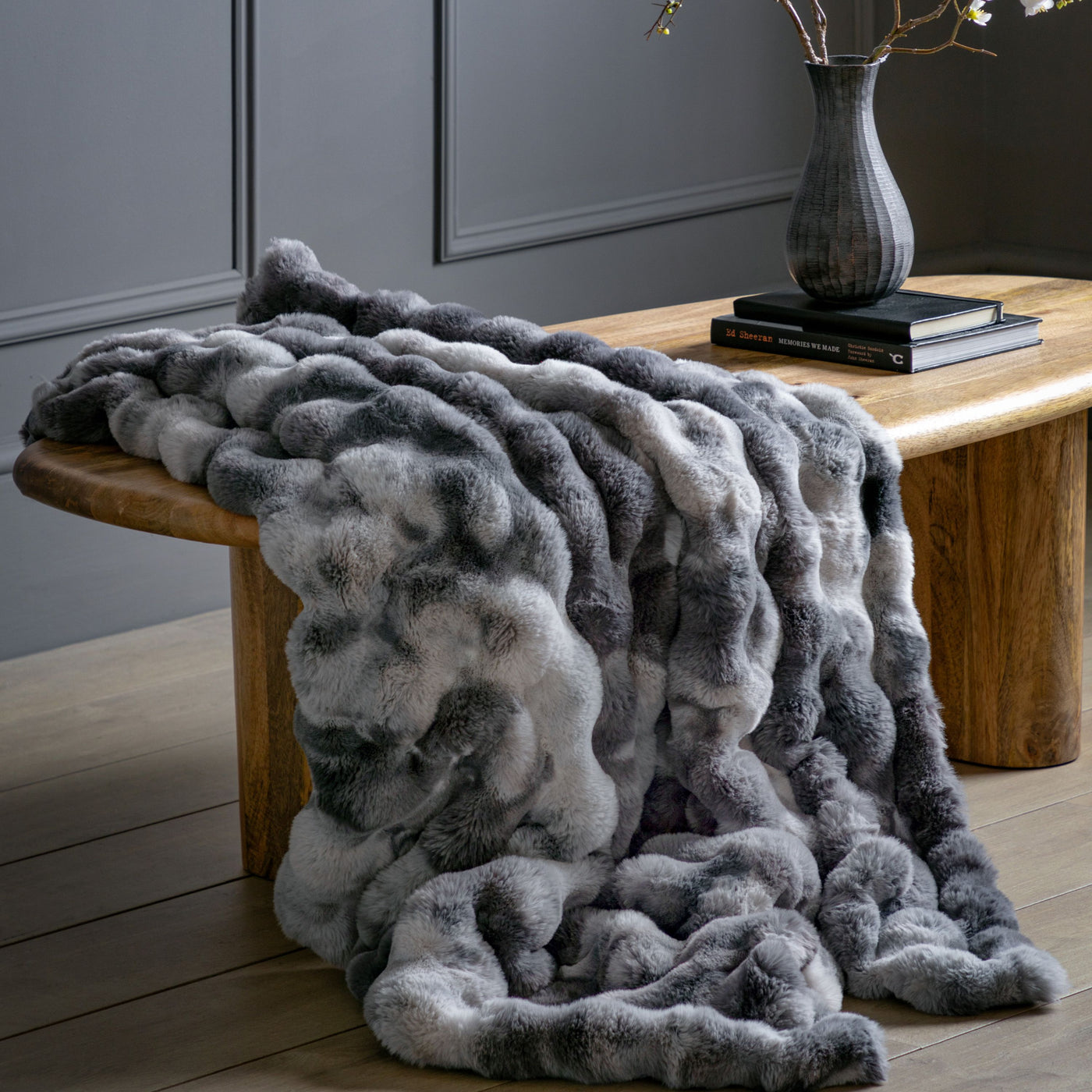 Marshmallow Marble Rabbit Fur Throw