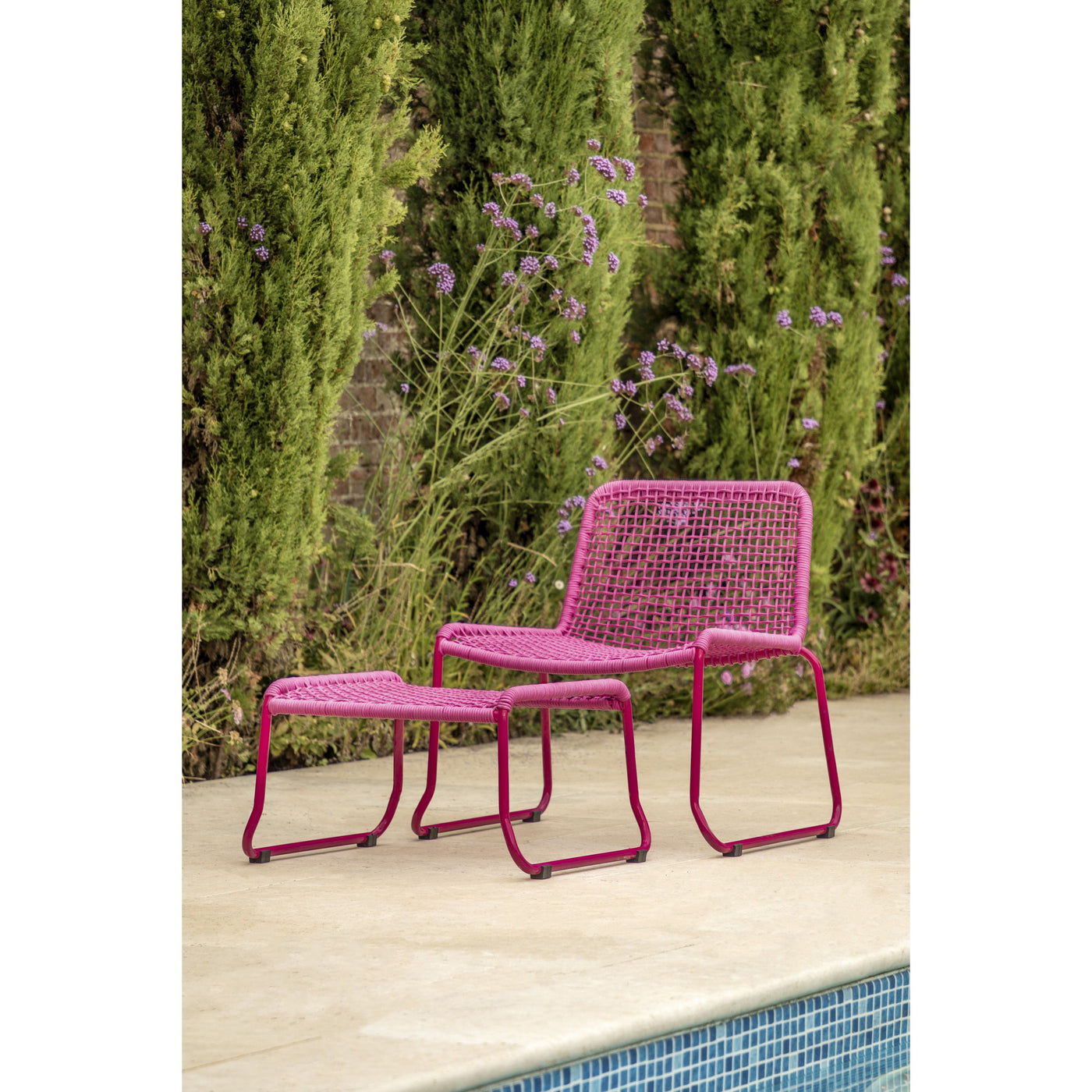 Sassano Lounge Chair Pink with Footstool