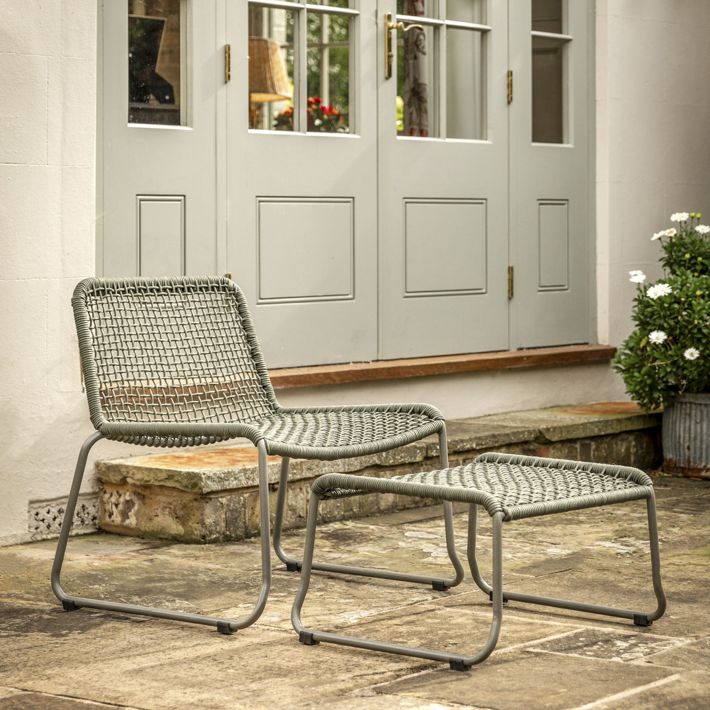 Sassano Lounge Chair Green with Footstool