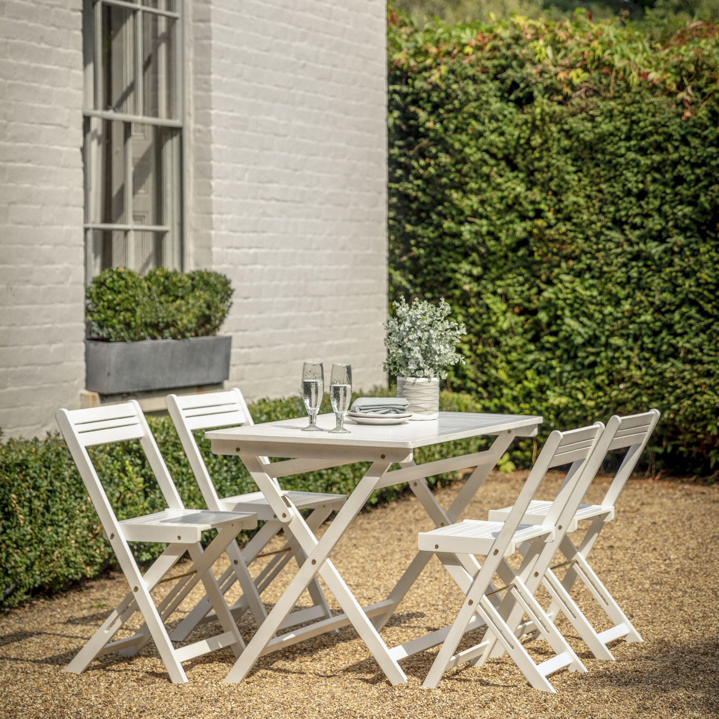 Lindos White Foldaway Dining Set