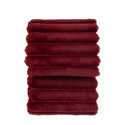 Ribbed Faux Fur Throw Merlot