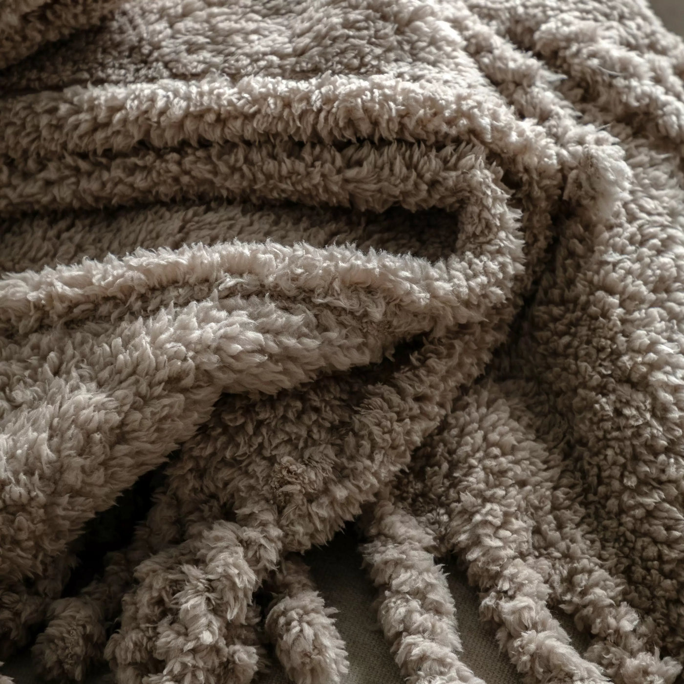 Fringed Teddy Throw Taupe