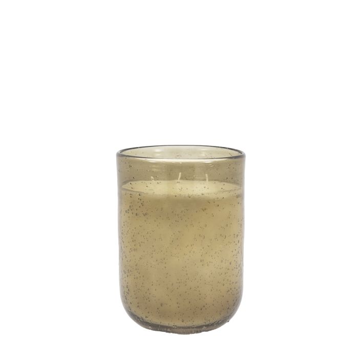 Large Sandalwood and Cedar Filled Glass Candle Green