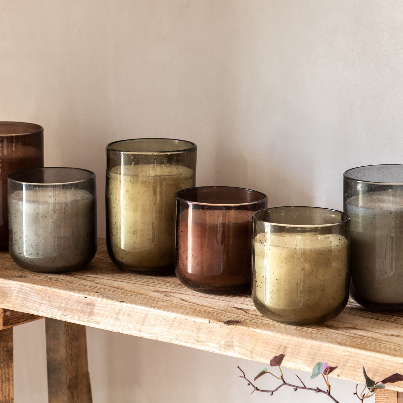 Large Sandalwood and Cedar Filled Glass Candle Green