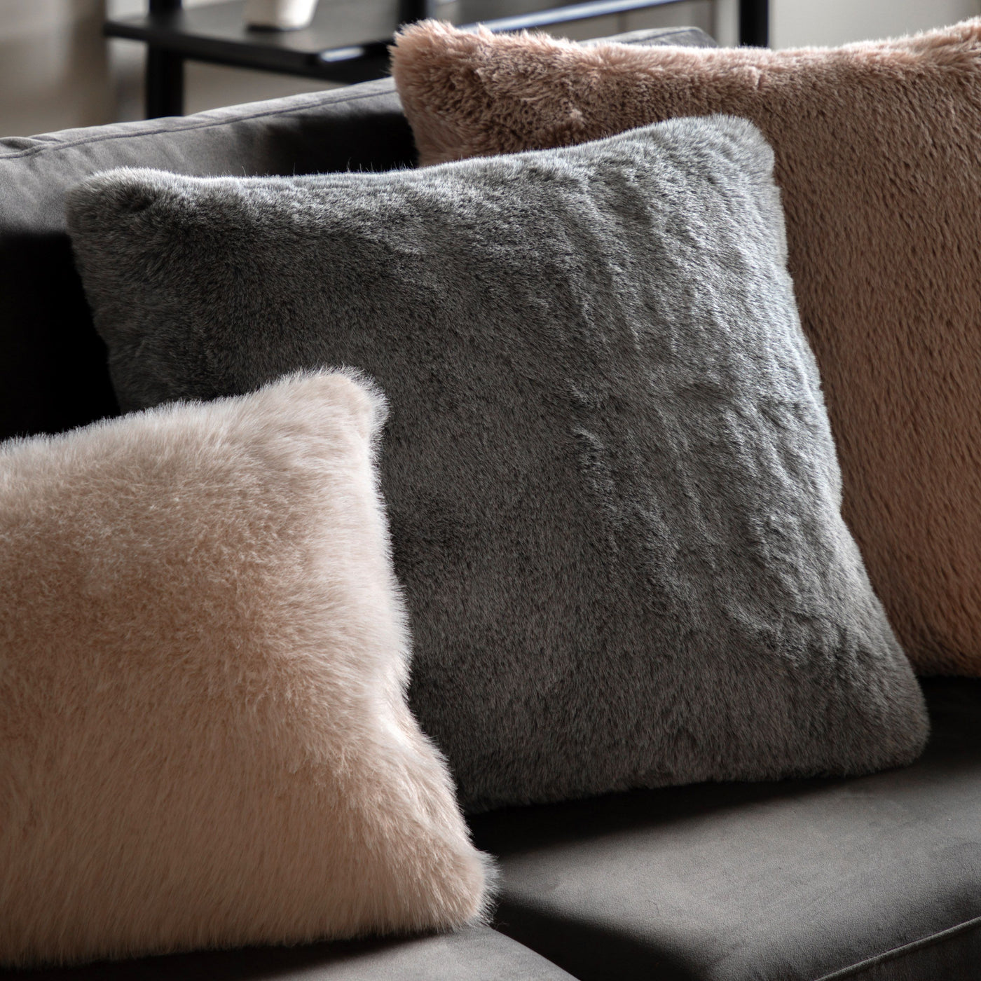 Roscose Faux Fur Cushion Grey