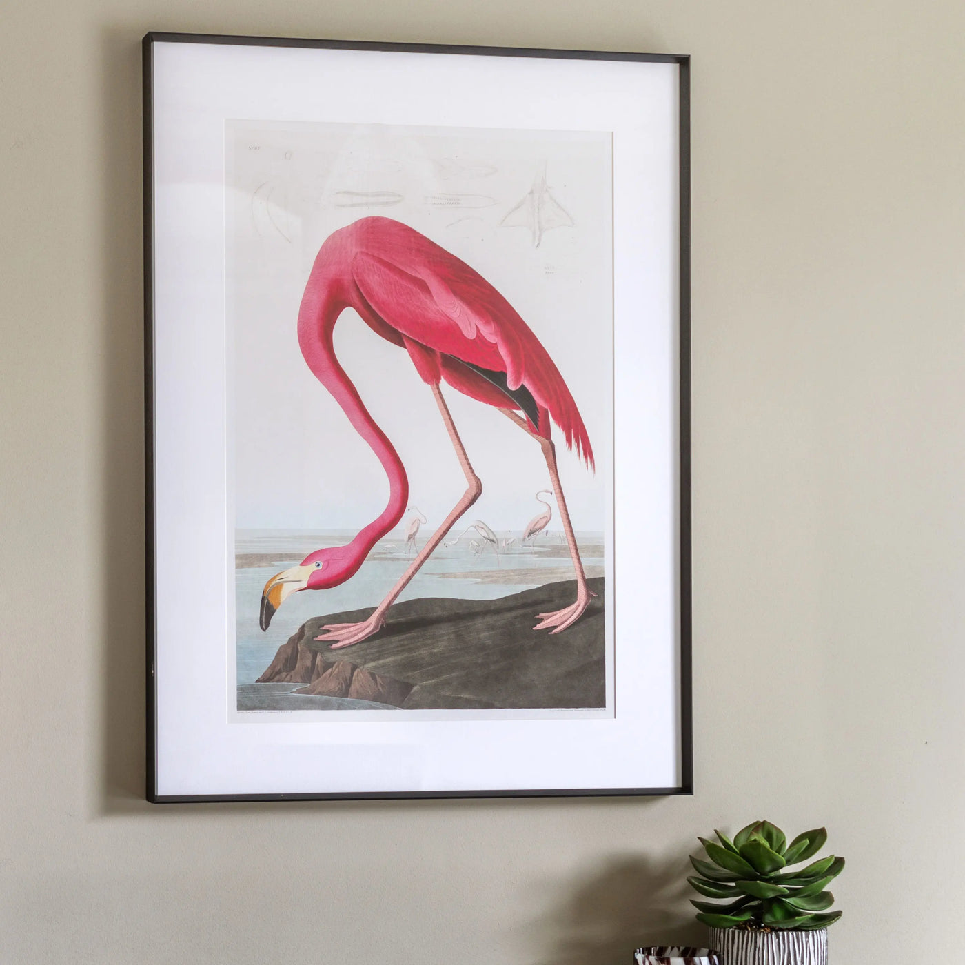 Wading Flamingo Framed Art