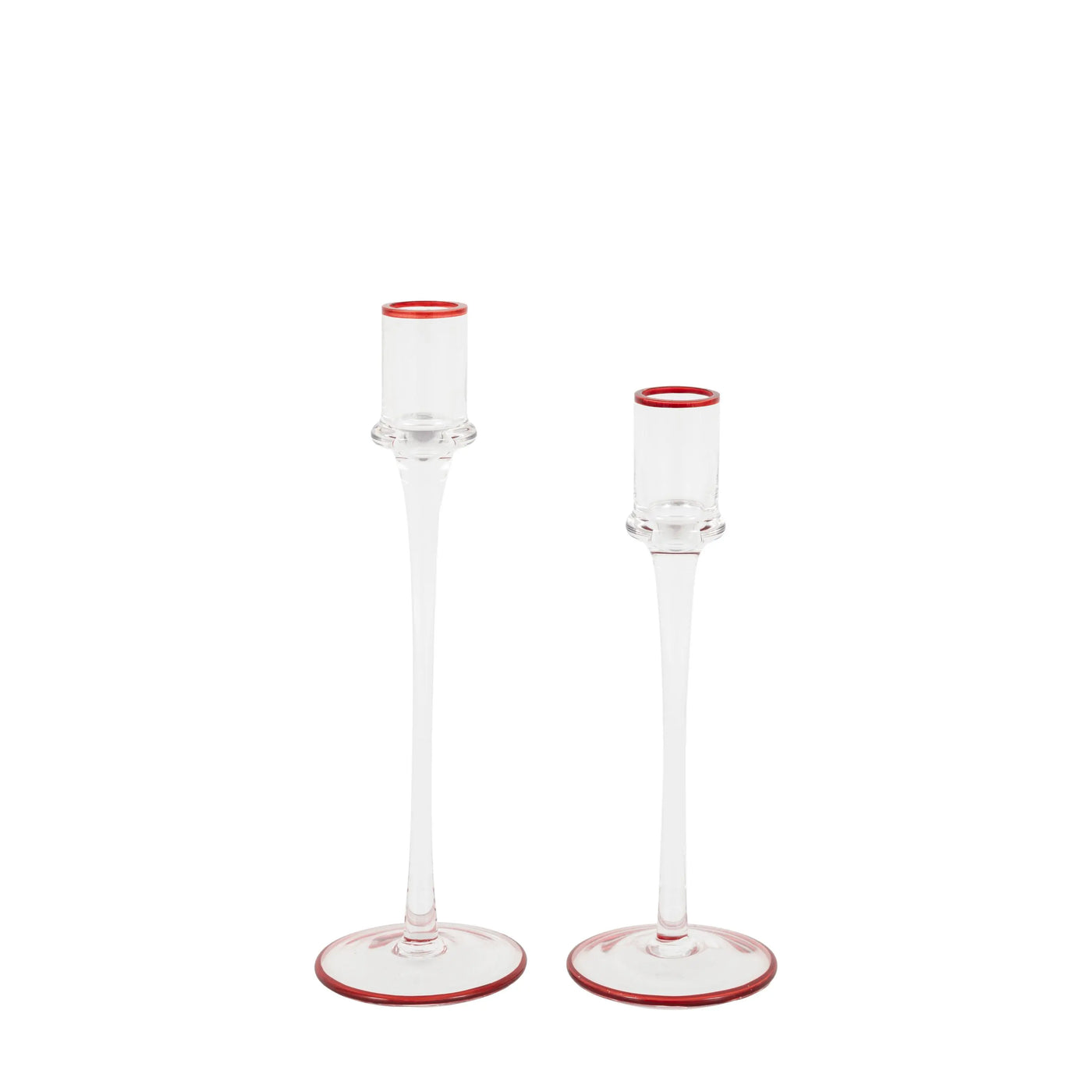 x6 Red Rim Glass Candle Stick