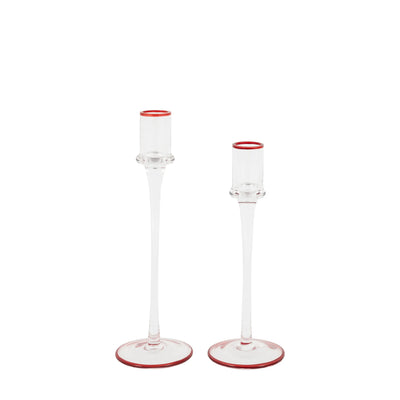 x6 Red Rim Glass Candle Stick