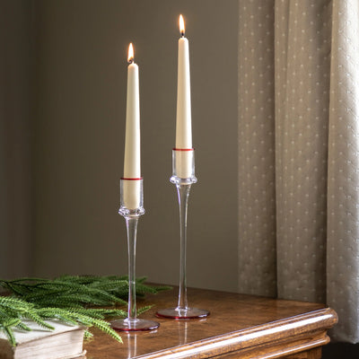x6 Red Rim Glass Candle Stick