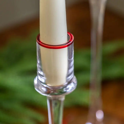 x6 Red Rim Glass Candle Stick