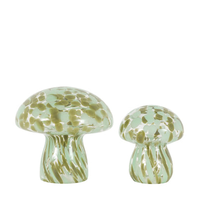 x2 Confetti Glass Mushrooms Green