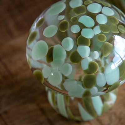 x2 Confetti Glass Mushrooms Green