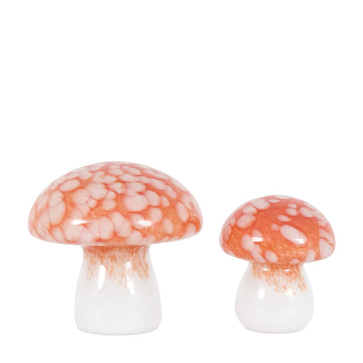x2 Confetti Glass Mushrooms Orange