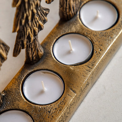 x2 Xmas Tree Tealight Holder Gold