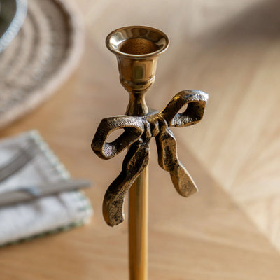 x6 Bow Dinner Candle Holder Gold