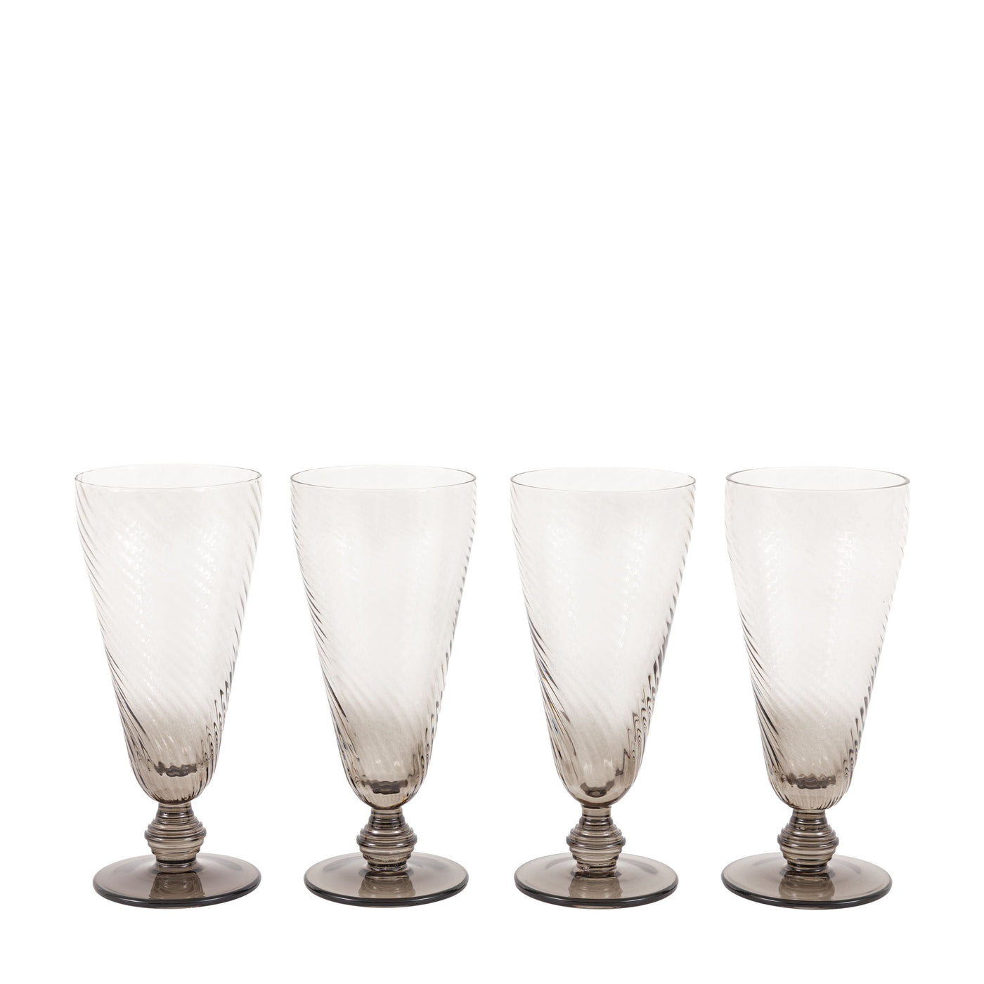 x4 Swirl Flute Glass Smoked Grey