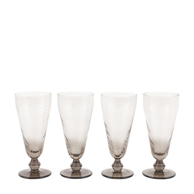 x4 Swirl Flute Glass Smoked Grey