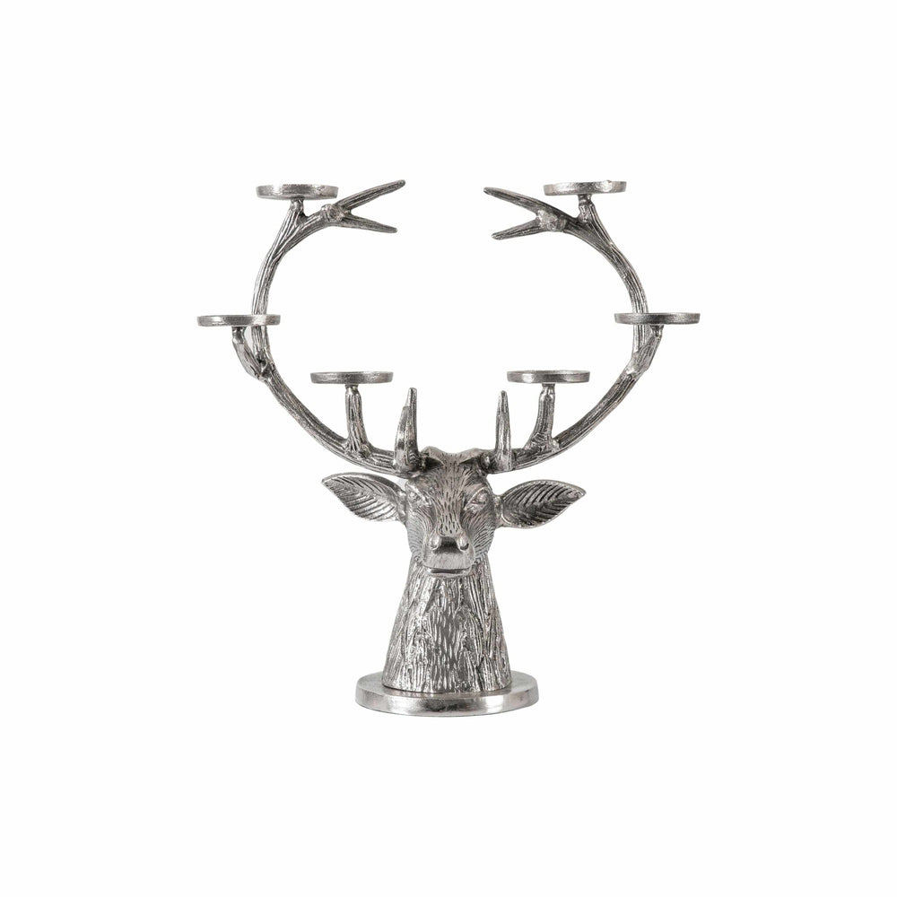 2x Stag Candelabra Aluminium