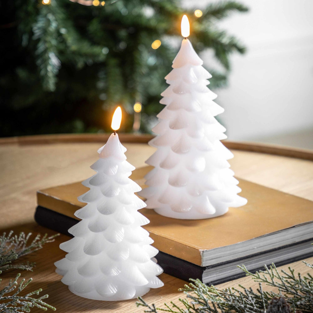 LED Festive Tree Candle 2 pack White