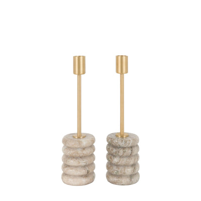 x2 Novi Gold Candle Stick Beige Marble