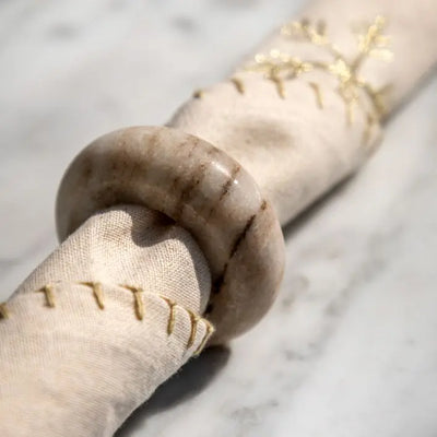 x4 Novi Napkin Rings Beige Marble