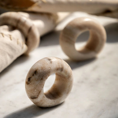 x4 Novi Napkin Rings Beige Marble